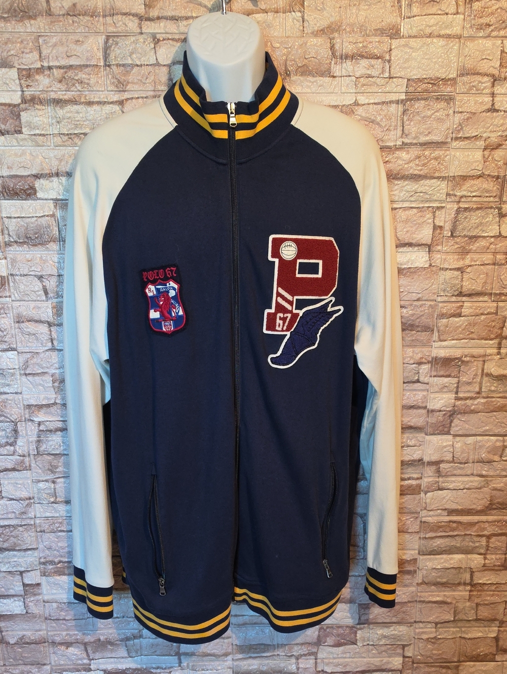 Polo by Ralph Lauren Navy and White  Varsity Bomber Sweatshirt Jacket